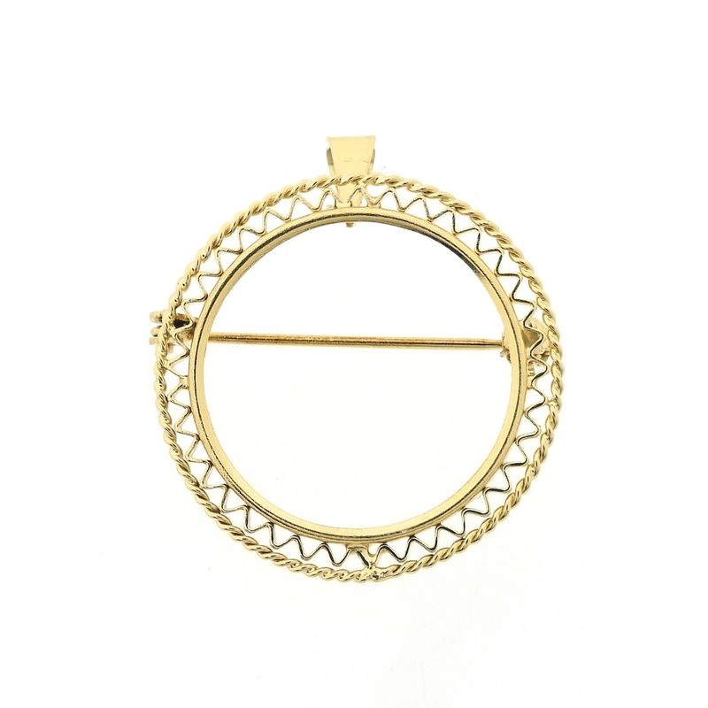Image 1 of Golden ten guilder coin edge pendant/brooch