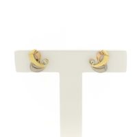 Tricolor gold stud earrings with zirconia