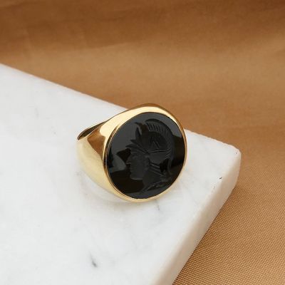 Image 2 of Gold signet ring with onyx