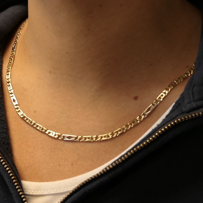 Image 9 of Two-tone gold men's necklace with diamonds.