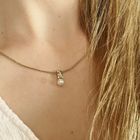 Image 3 of Gold pendant with pearl and diamond | 0.01 ct.