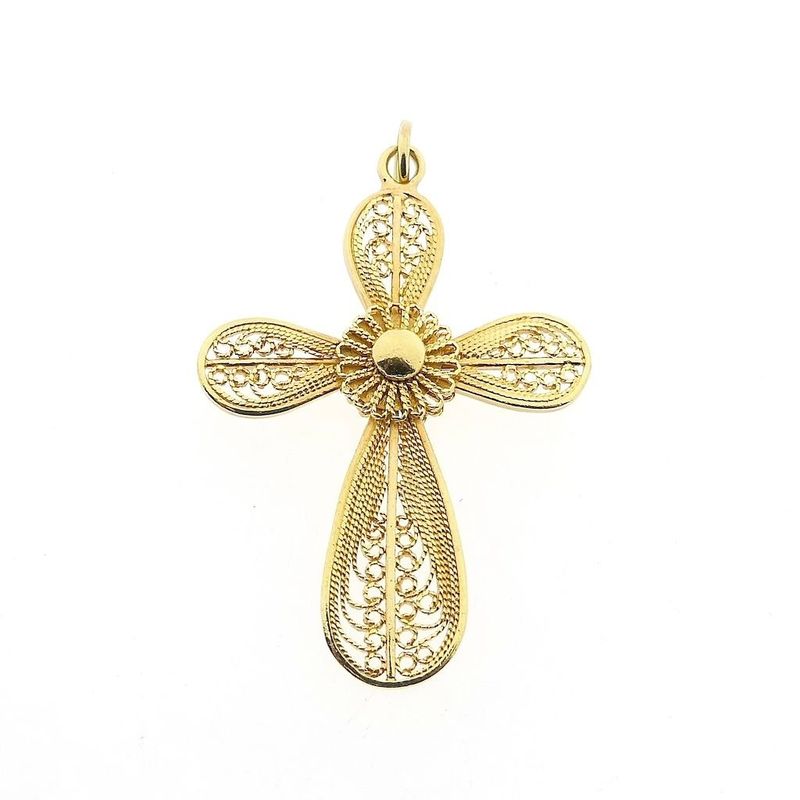 Image 1 of Golden Filigree Cross Pendant