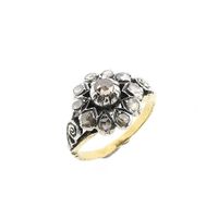 Gold & Silver Ring with Rose Cut Diamonds; 0.24 ct.