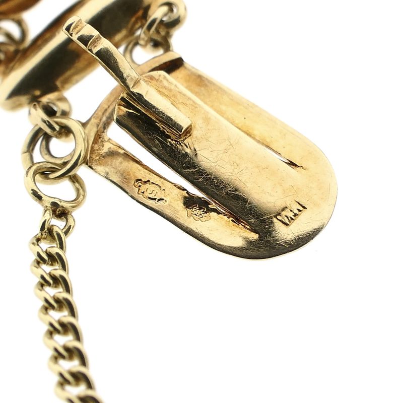 Afbeelding 8 van Antiek gouden bootjes armband met granaat | 18,5 cm