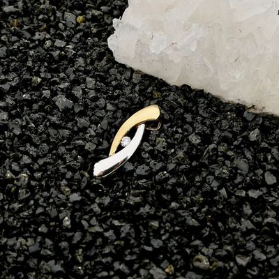 Image 2 of Bicolor Gold Pendant with Diamond; 0.03 ct.