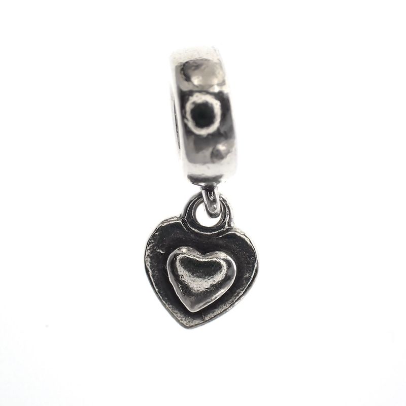 Image 3 of Pandora charm; Silver; Hanging Heart