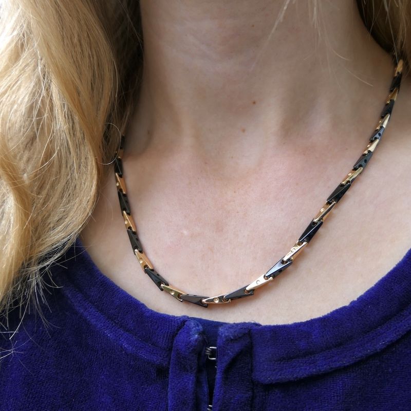 Image 12 of 18 ct. Rose gold chain; Baraka - Cyborg Ceramic | 57 cm