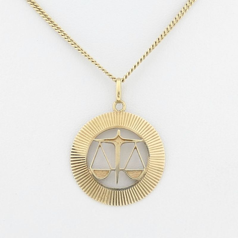 Image 10 of Gold zodiac sign pendant; Libra