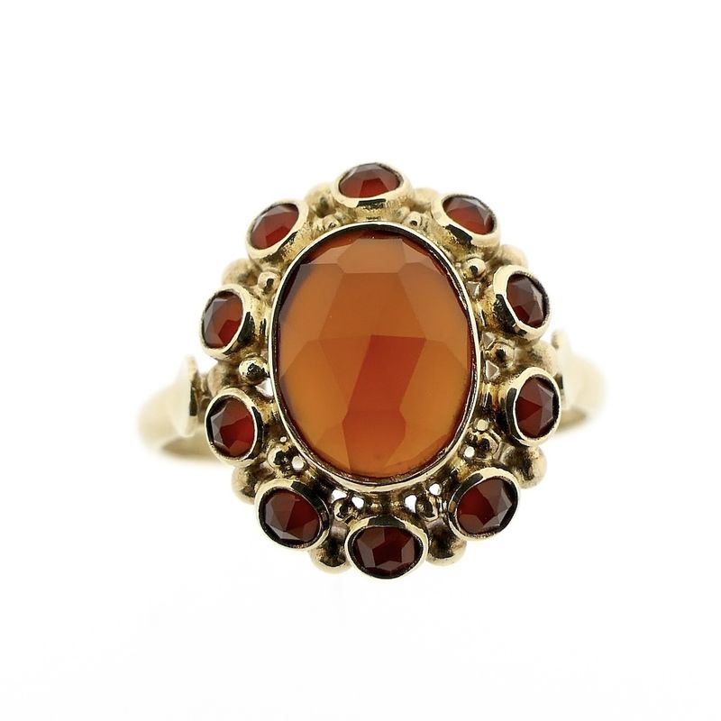 Image 4 of Gold entourage ring with carnelian | Vintage
