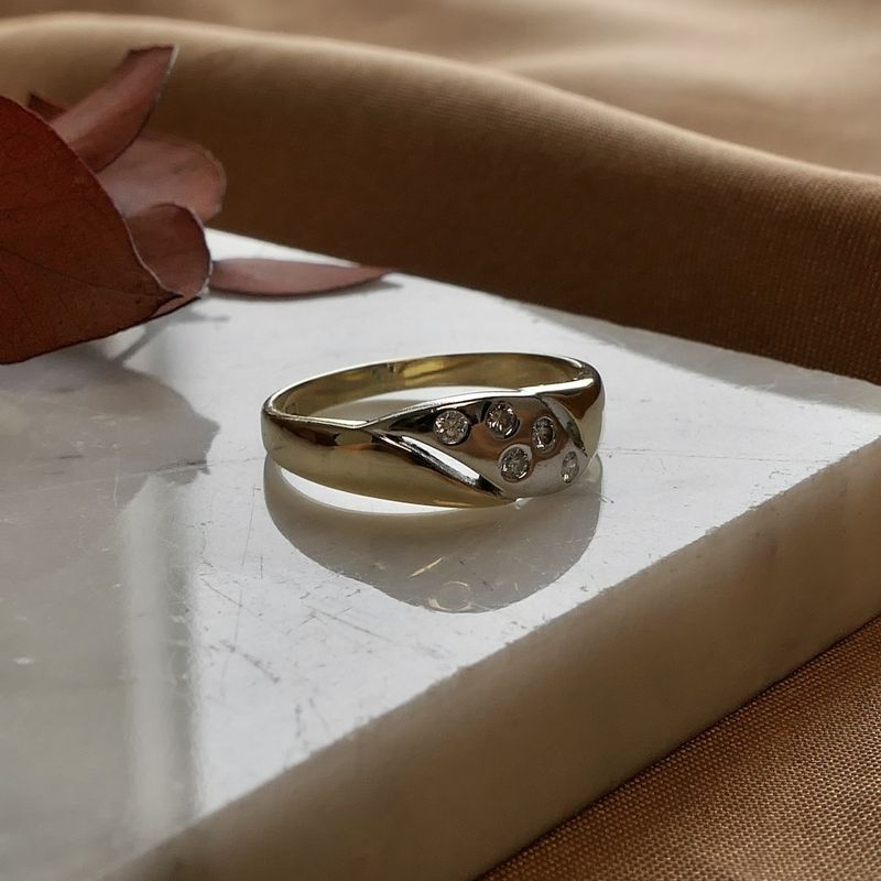 Image 2 of Two-tone gold ring with diamond; 0.15 ct.