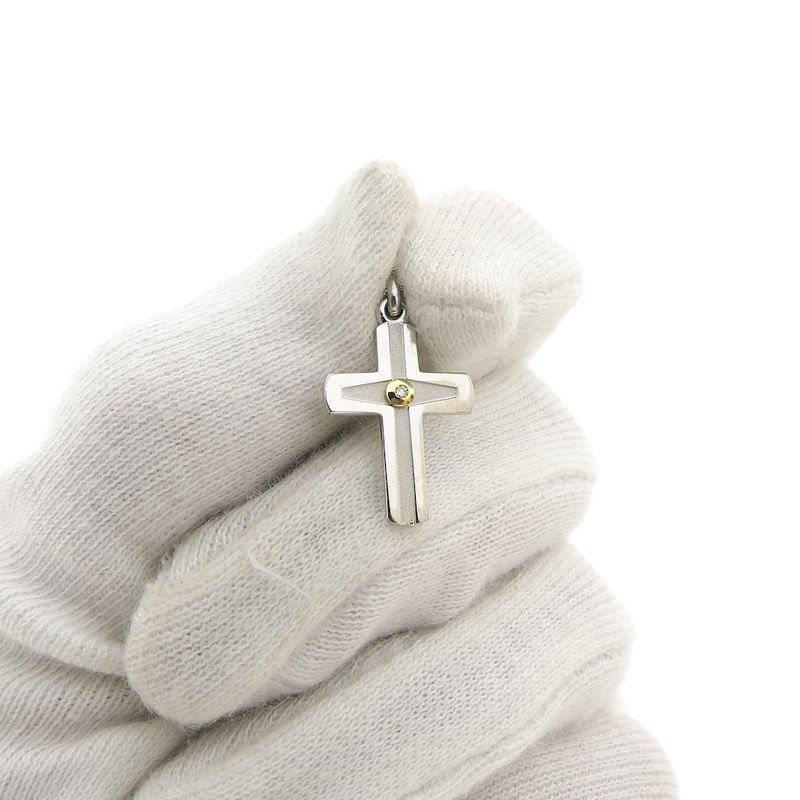 Image 6 of White gold cross pendant with diamond | 0.01 ct.