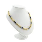 Afbeelding 3 van Gouden ketting met lapis lazuli en malachiet | 43,5 cm