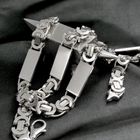 Image 9 of Long silver flat king chain | 72 cm