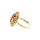 Image 7 of Vintage Gold Ring with Blood Coral; 14 Karat; Size 19