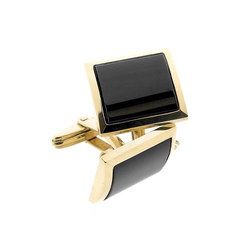 Image 3 of Gold cufflinks with onyx.