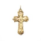 Image 1 of 19th century gold pendant of a cross with corpus INRI; Filigree