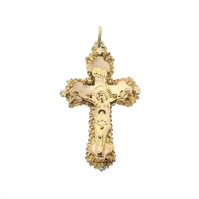 19th century gold pendant of a cross with corpus INRI; Filigree Image 1 of 19th century gold pendant of a cross with corpus INRI; Filigree