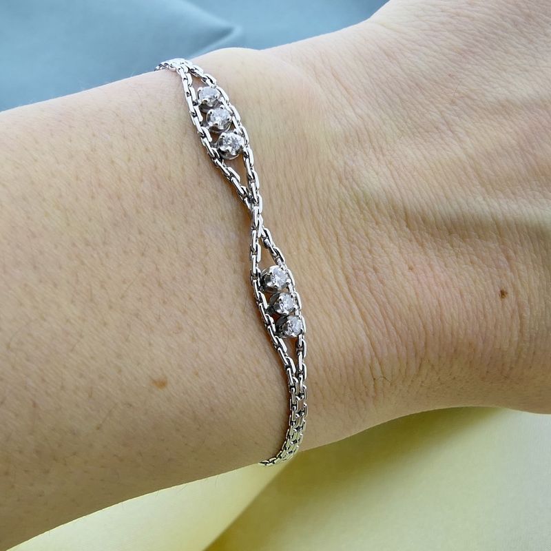 Image 9 of White gold fantasy link bracelet with 0.30 ct. diamonds | 17 cm