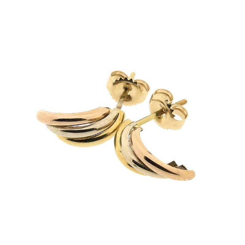 Image 5 of Tricolor gold stud earrings