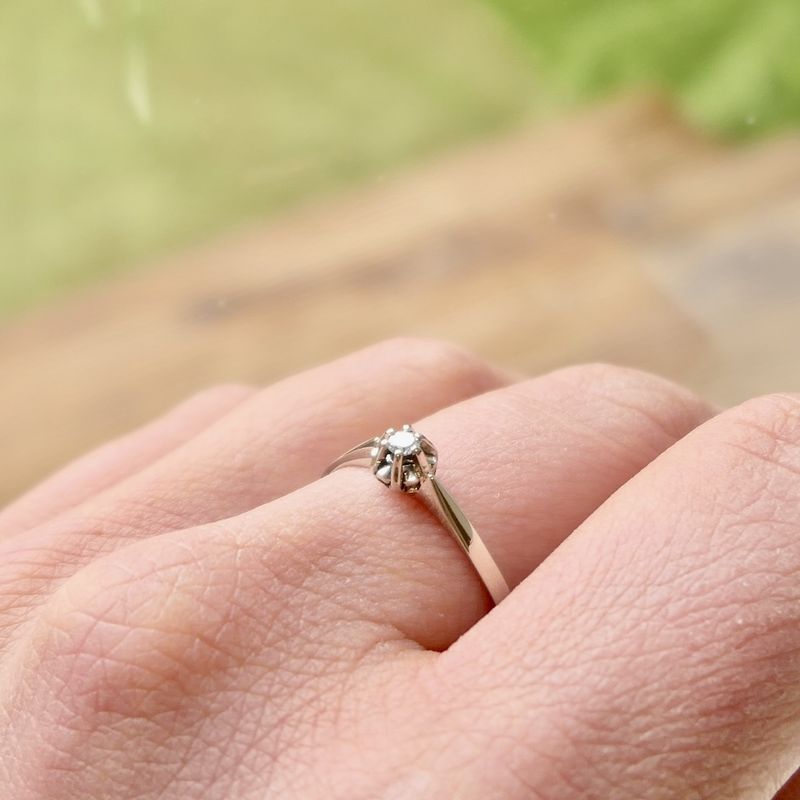 Image 8 of White gold solitaire ring with diamond | 0.05 ct.
