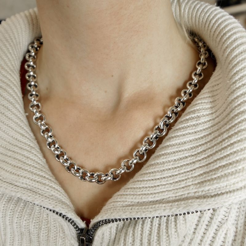 Image 3 of Silver jasseron necklace | 52 cm