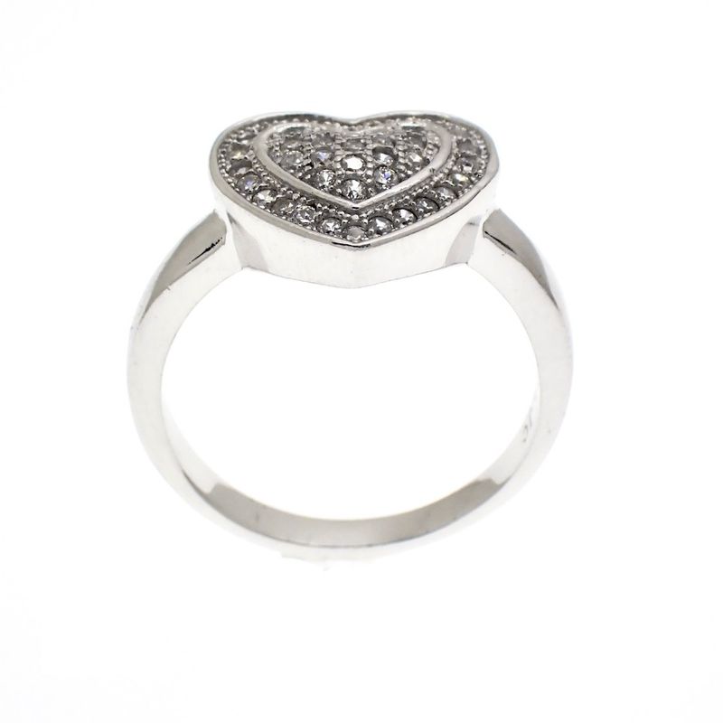 Image 3 of Silver ring with a heart of zirconia stones