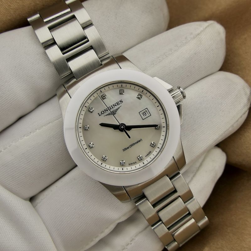 Image 13 of Longines Conquest Mother of Pearl & Diamonds L3.257.4.87.6; Ladies watch