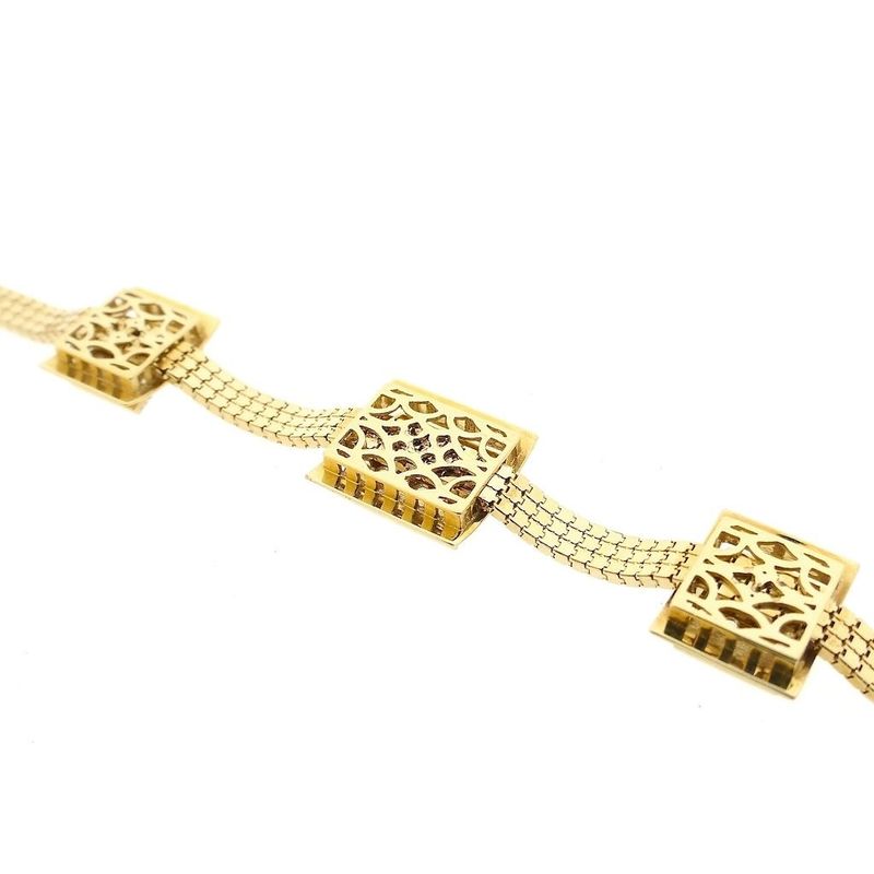 Image 5 of Gold Flat Snake Link Bracelet with Zirconia
