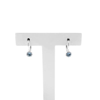 White gold earrings with aquamarine and diamond | 0.09 ct. Image 1 of White gold earrings with aquamarine and diamond | 0.09 ct.