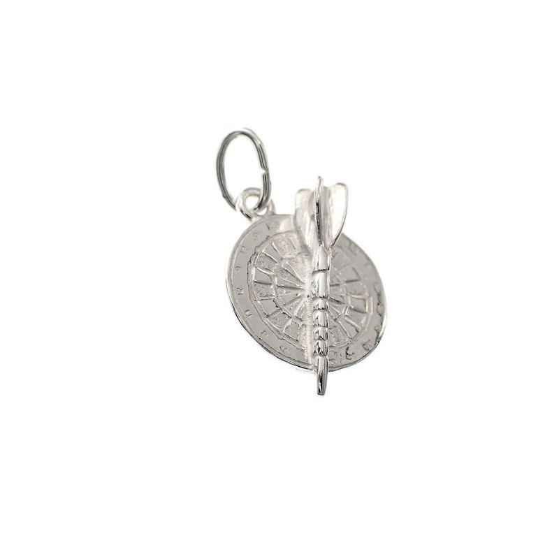 Image 2 of Silver charm of a dartboard with arrow