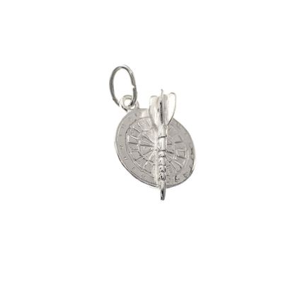 Silver charm of a dartboard with arrow Image 2 of Silver charm of a dartboard with arrow