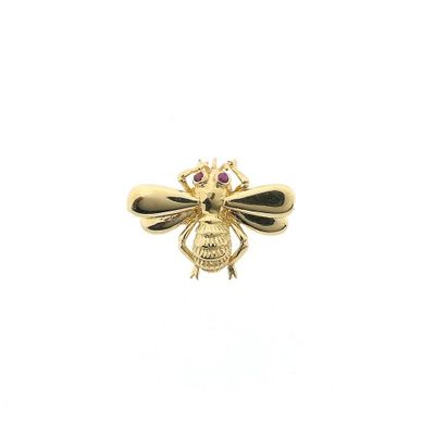 Image 1 of Gold brooch of a bee with ruby