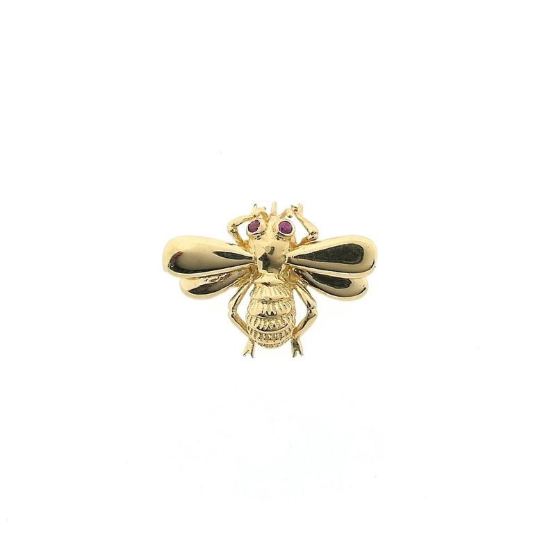Image 1 of Gold brooch of a bee with ruby