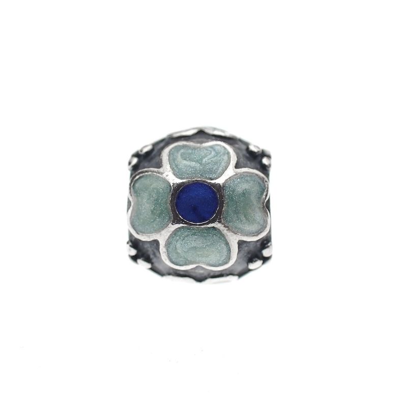 Image 3 of Pandora charm; Silver; Blue Daisy