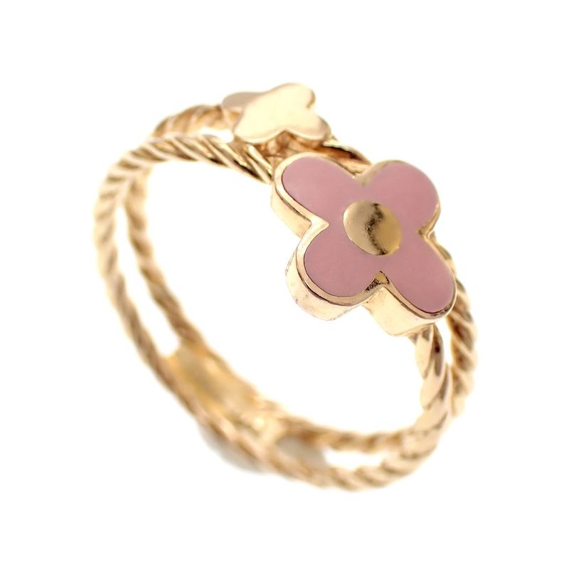 Image 1 of 18 carat gold ring with enamel flower