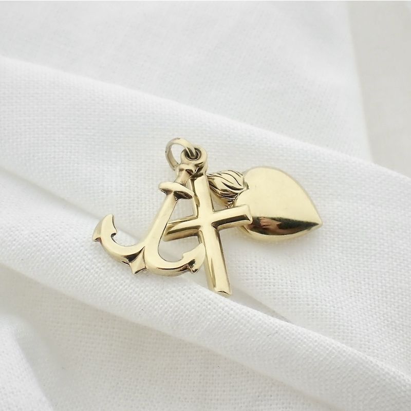 Image 6 of Gold pendant; Faith, hope, and love