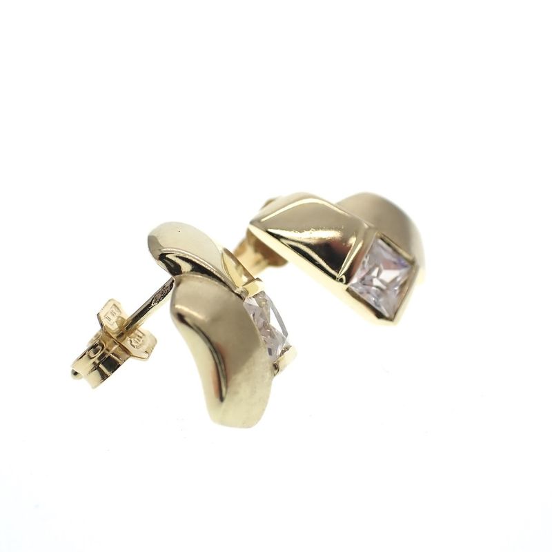 Image 2 of Gold stud earrings with zirconia