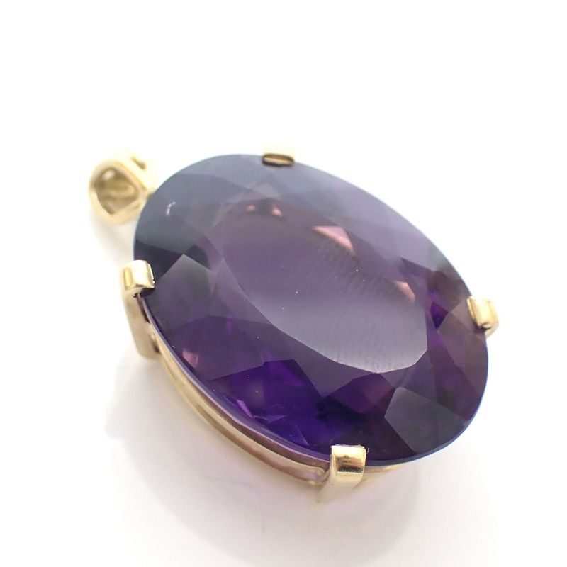 Image 10 of 18 carat gold pendant with large amethyst.