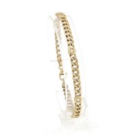 Gold flat gourmet link bracelet with diamonds; 0.25 ct.