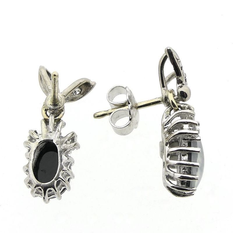 Image 4 of White gold stud earrings with diamonds and triplet opal