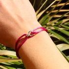 Image 2 of Forever Knots® Handcrafted Magenta Satin Bracelet with Silver Link