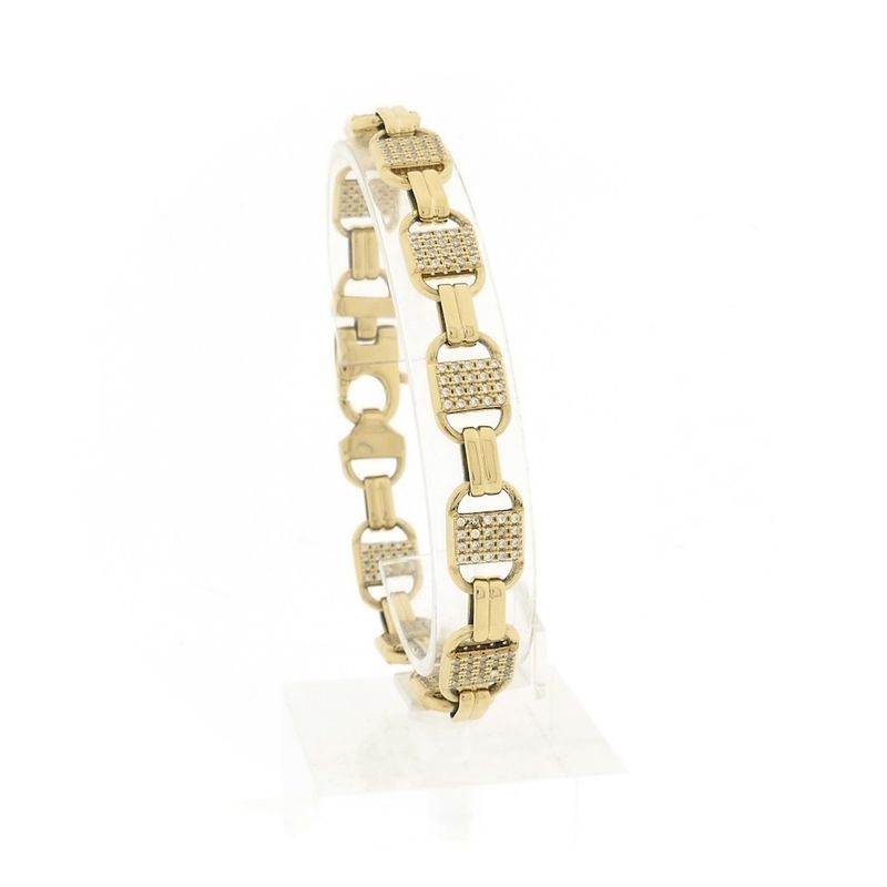 Image 1 of Gold link bracelet with zirconia; 22 cm