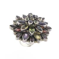 Silver ring with a mix of colored zirconia