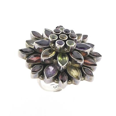 Image 1 of Silver ring with a mix of colored zirconia