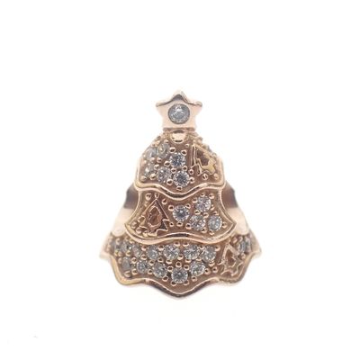 Image 1 of Pandora Moments charm; Rose gold plated; Pavé Christmas Tree