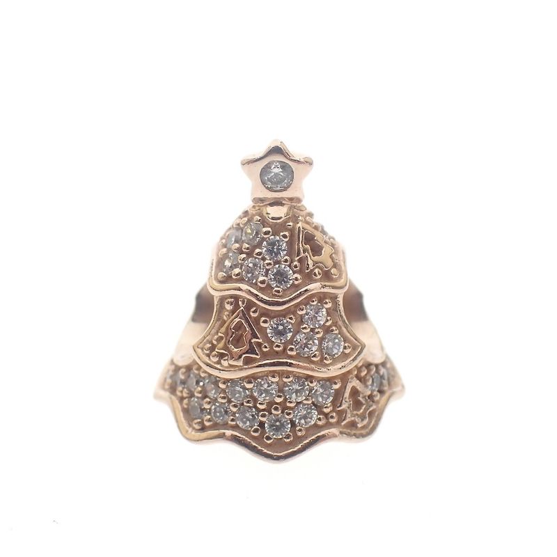 Image 1 of Pandora Moments charm; Rose gold plated; Pavé Christmas Tree