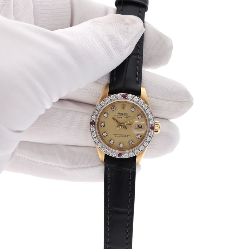 Image 15 of Rolex Datejust 26mm 69178; 18k gold women's watch with diamonds and rubies