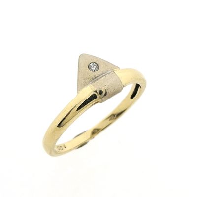 Image 1 of Two-tone gold solitaire ring with 0.015 ct diamond.