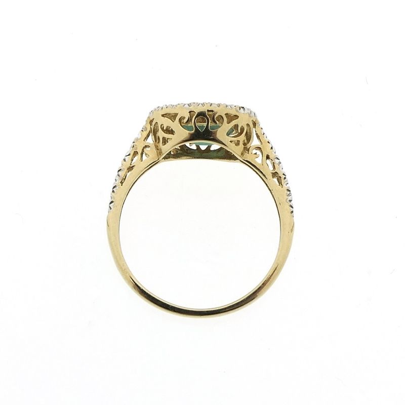 Image 5 of Gold ring with emerald and diamond | 0.16 ct.