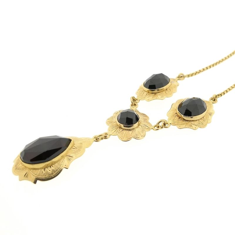 Image 6 of Antique gold necklace with garnet stones | 45.5 cm